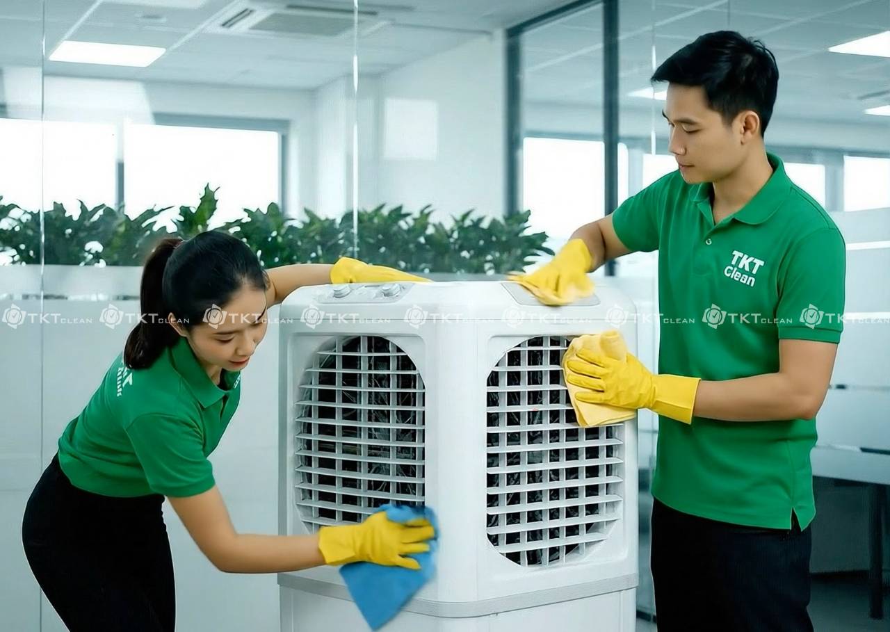 nhan vien lau ben ngoai quat
