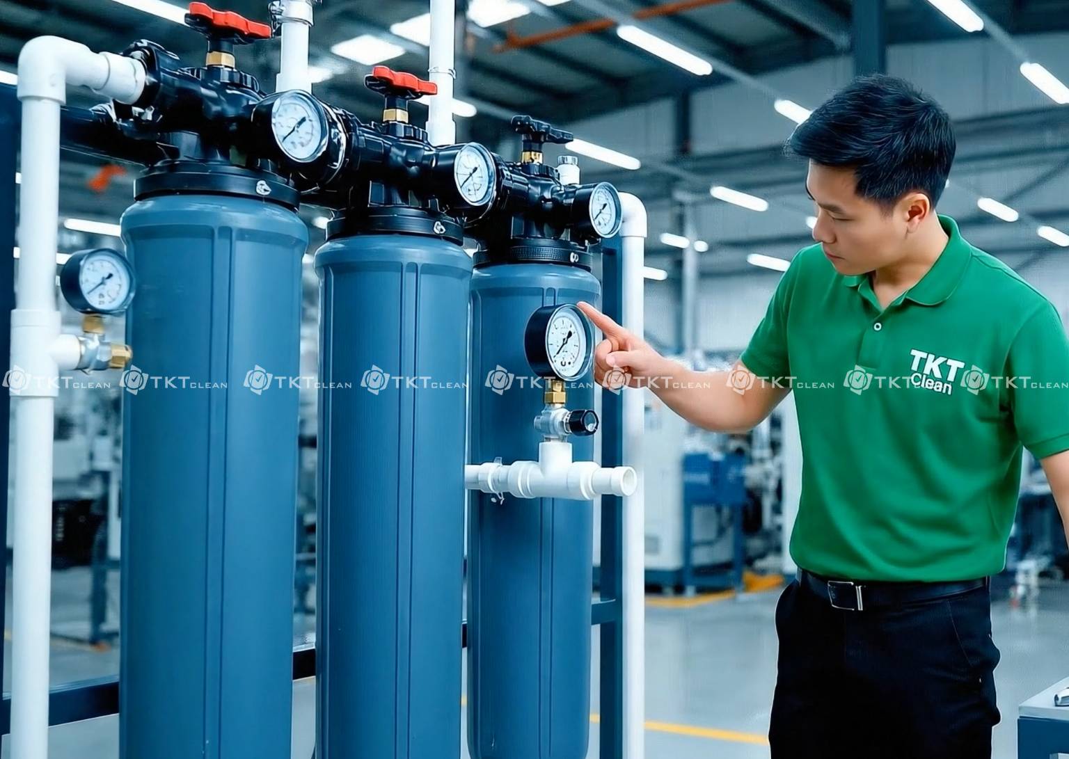 nhan vien tktclean kiem tra may loc cong nghiep